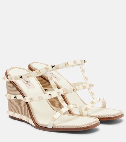 Espadrilles compensées Rockstud 100 en cuir - Valentino Garavani - Modalova