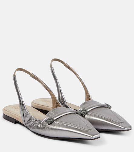 Ballerines slingback en cuir métallisé - Brunello Cucinelli - Modalova