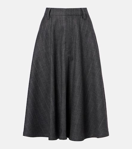Jupe midi rayée en laine vierge - Brunello Cucinelli - Modalova