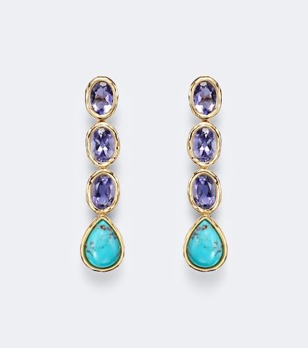 Boucles d'oreilles en or 18 ct, iolite et turquoise - Octavia Elizabeth - Modalova