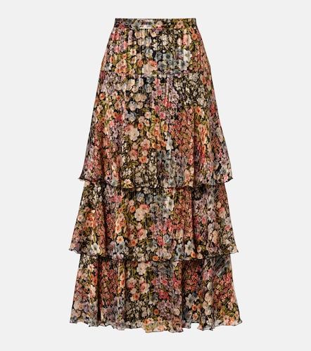 Jupe midi en soie à fleurs - Valentino - Modalova