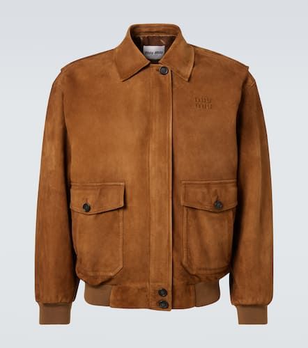 Veste blouson en daim emboss - Miu Miu - Modalova