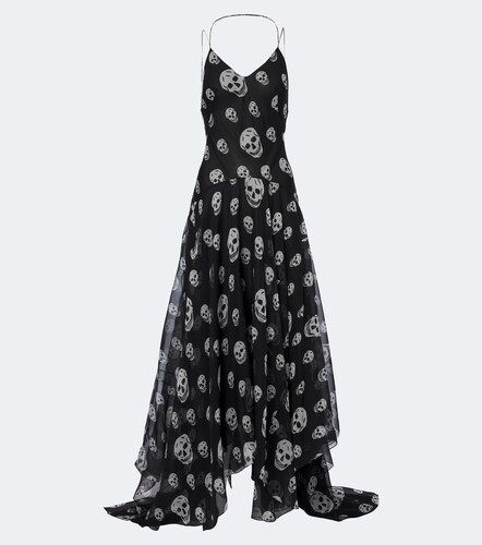 McQueen Robe longue Skull en soie - McQueen - Modalova