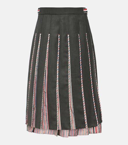 Jupe midi RWB Stripe en laine - Thom Browne - Modalova