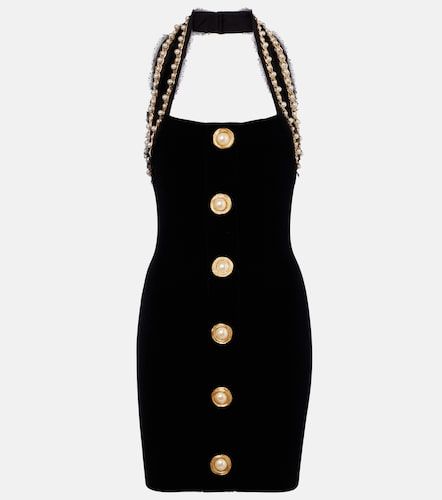 Robe en velours à perles fantaisie - Balmain - Modalova