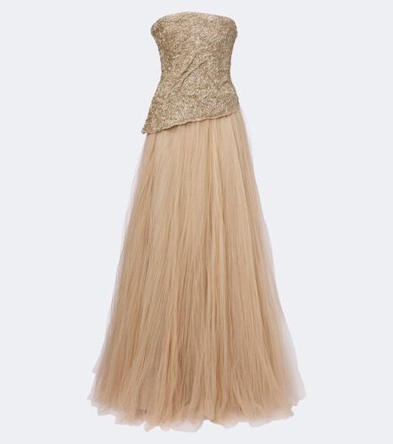 Robe longue bustier en tulle à broderies - Marmar Halim - Modalova