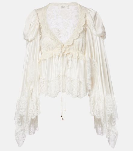 Chloé Top en satin de soie et dentelle - Chloe - Modalova