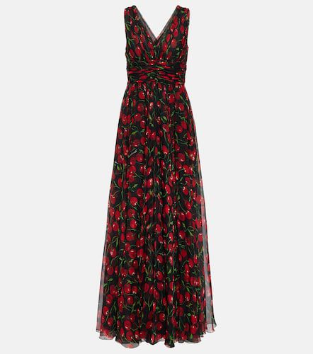 Robe longue imprimée en soie - Dolce&Gabbana - Modalova