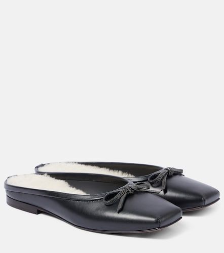 Mules Monili en cuir et shearling - Brunello Cucinelli - Modalova