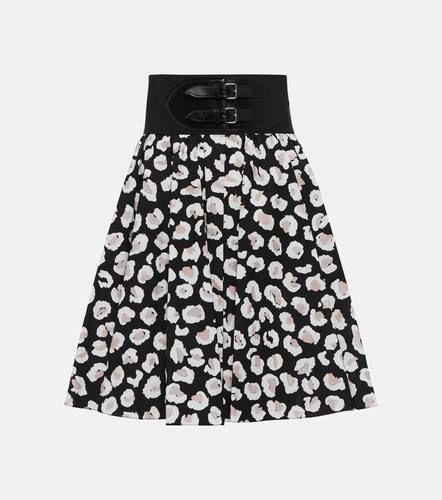 Mini-jupe en coton et cuir à fleurs - Alaïa - Modalova