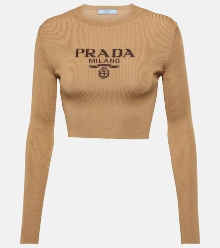 Prada Top en soie à logo - Prada - Modalova