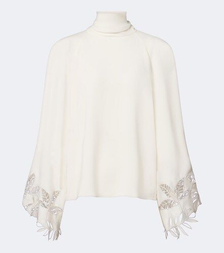 Blouse en soie mélangée à broderies - Oscar de la Renta - Modalova