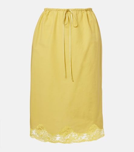 Jupe midi en coton et soie à dentelle - Saint Laurent - Modalova