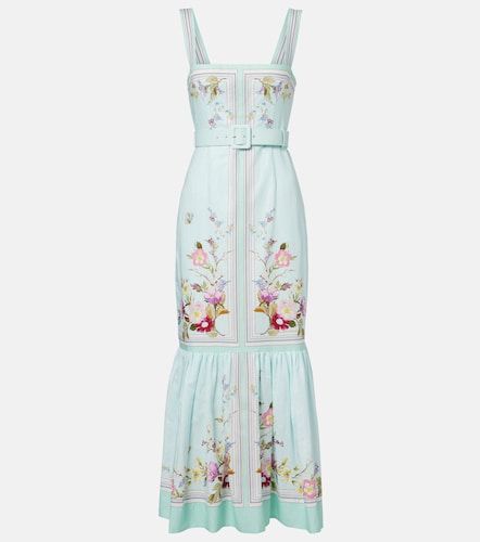 Robe longue en lin et coton à fleurs - Self-Portrait - Modalova