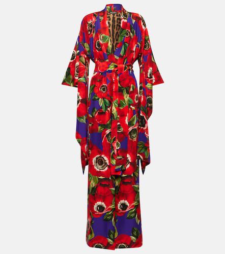 Robe en soie à fleurs - Dolce&Gabbana - Modalova