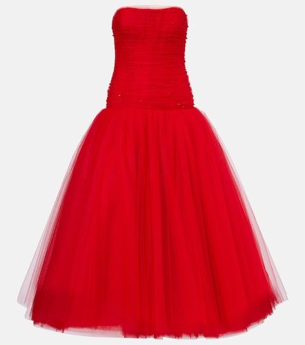 Robe bustier longue en tulle à ornements - Carolina Herrera - Modalova