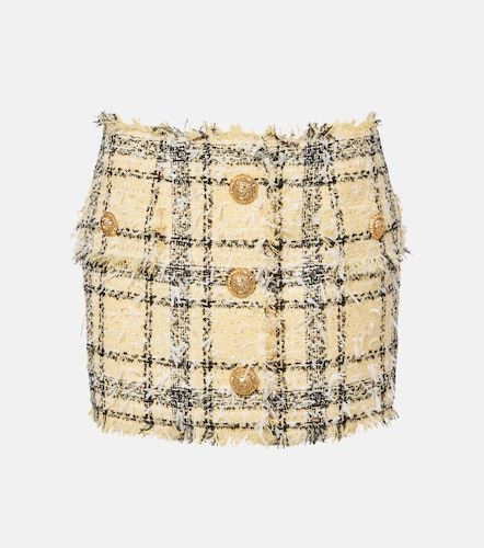 Mini-jupe en tweed de coton mélangé à sequins - Balmain - Modalova