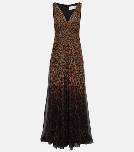 Robe longue en soie à motif léopard - Valentino - Modalova