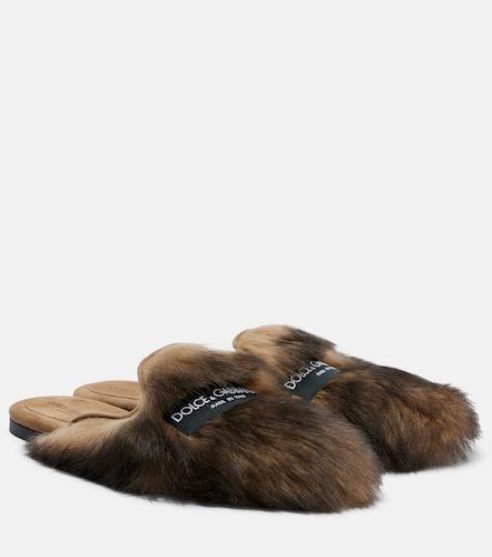 Mules en shearling à finitions en daim - Dolce&Gabbana - Modalova