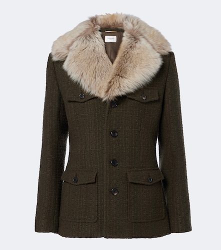 Veste en laine mélangée et shearling - Saint Laurent - Modalova