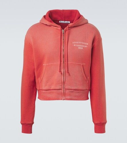 Sweat-shirt zippé à logo en coton - Acne Studios - Modalova
