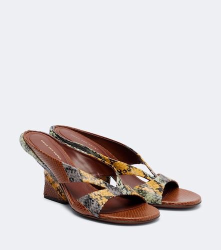 Mules en cuir à effet serpent - Dries Van Noten - Modalova