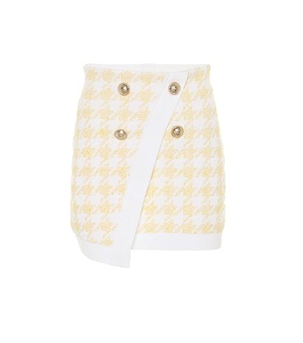 Mini-jupe portefeuille en jacquard - Balmain - Modalova