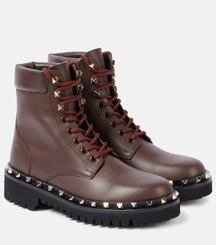 Bottes de combat Rockstud en cuir - Valentino Garavani - Modalova