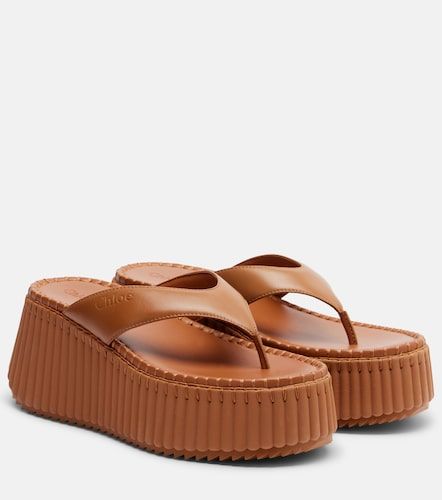 Chloé Mules compensées Nama en cuir - Chloe - Modalova