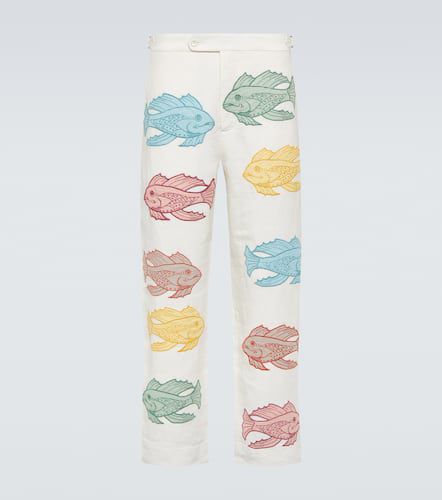 Pantalon chino Piscine brodé en lin - Bode - Modalova
