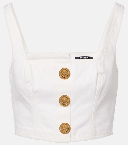 Balmain Top court en jean - Balmain - Modalova
