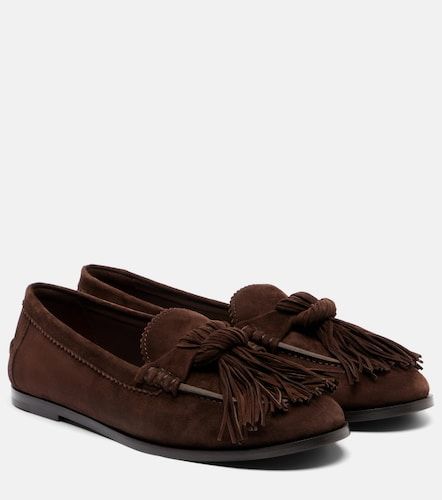 Mocassins Freddie en daim à franges - Aquazzura - Modalova