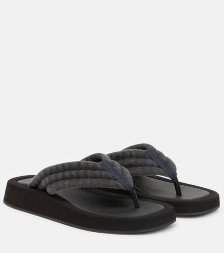 Tongs Ginza en daim et denim - The Row - Modalova