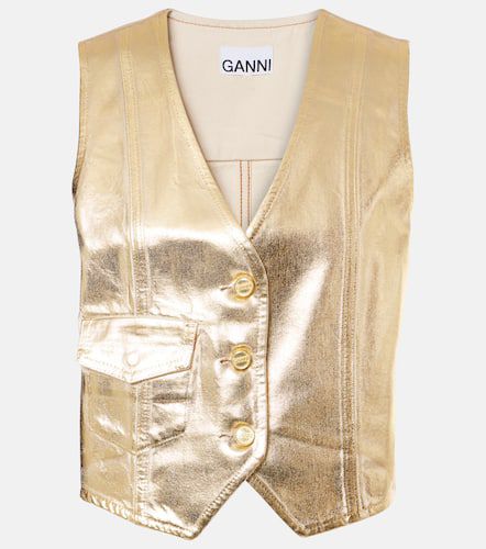 Gilet de costume en jean enduit - Ganni - Modalova