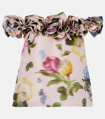 Top en lin et soie à imprimé floral - Carolina Herrera - Modalova