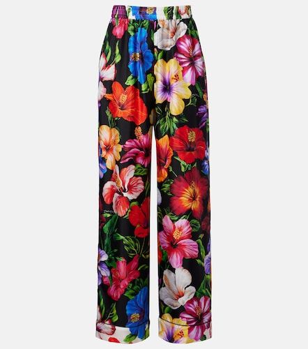 Pantalon ample en soie à fleurs - Dolce&Gabbana - Modalova