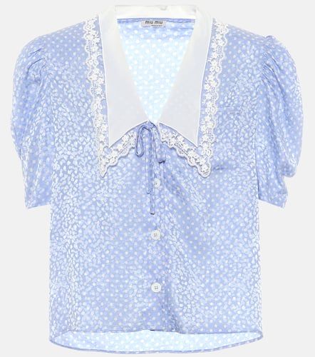 Blouse en jacquard de soie et dentelle - Miu Miu - Modalova