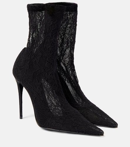 Bottines Lollo en dentelle et cuir - Dolce&Gabbana - Modalova