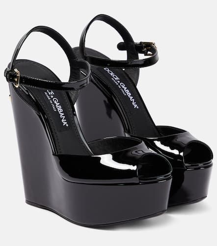Sandales compensées en cuir verni - Dolce&Gabbana - Modalova