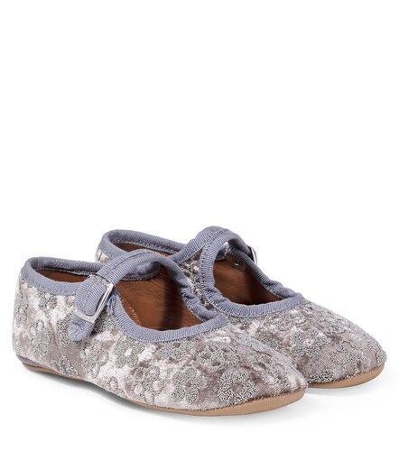 PèPè Ballerines Mary Jane en velours à perles - PePe - Modalova