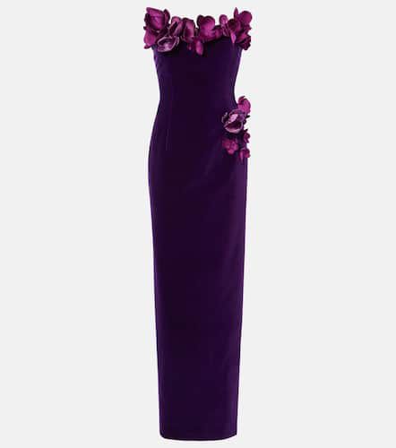 Robe longue Orchid brodée en velours - Oscar de la Renta - Modalova