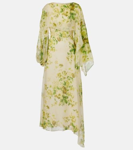 Robe midi en soie drapée à imprimé floral - Erdem - Modalova