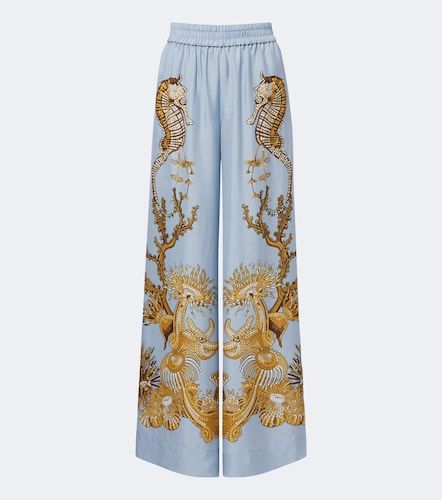 Pantalon palazzo en soie à imprimé - La DoubleJ - Modalova