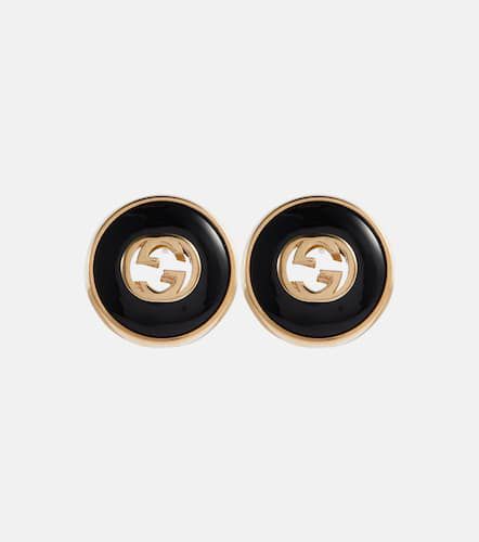 Boucles d'oreilles Interlocking G en or 18 ct et onyx - Gucci - Modalova