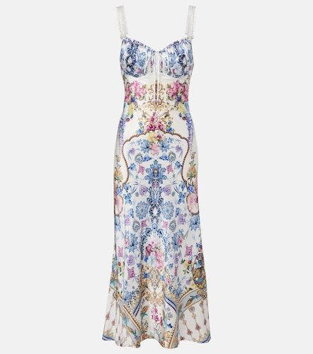 Robe midi imprimée en satin de soie - Camilla - Modalova