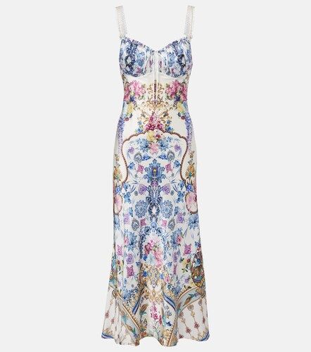 Robe midi imprimée en satin de soie - Camilla - Modalova