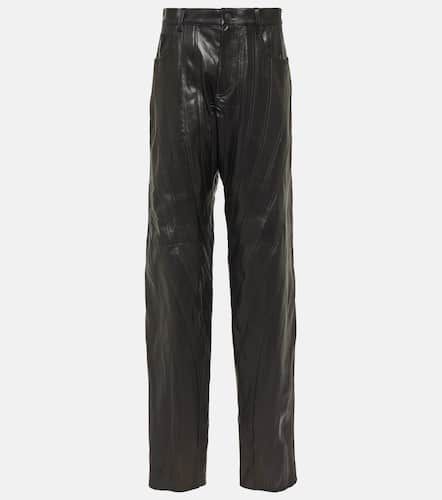 Pantalon droit à taille basse en cuir - Mugler - Modalova