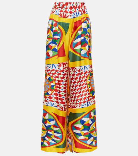 Pantalon ample Carretto à taille haute en soie - Dolce&Gabbana - Modalova