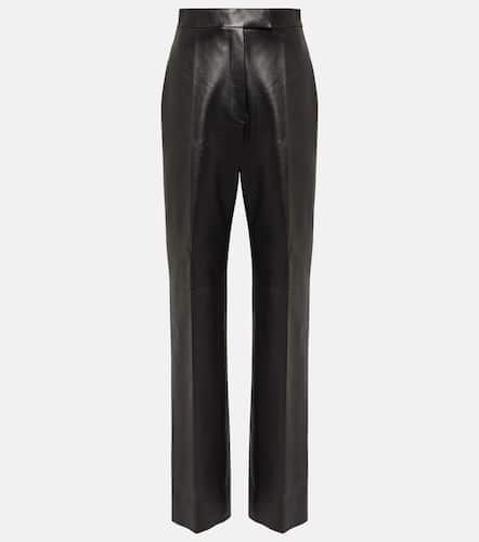 Pantalon droit à taille haute en cuir - Alexander McQueen - Modalova