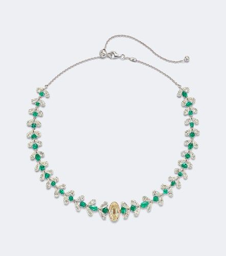 Collier en or blanc 18 ct, diamants et émeraudes - Kamyen - Modalova